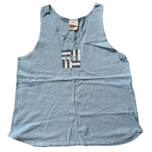 Nike Just Do It Light Blue Vtg Tank Top Shirt Cotton Men's‎ Large | b1 - Picture 1 of 7